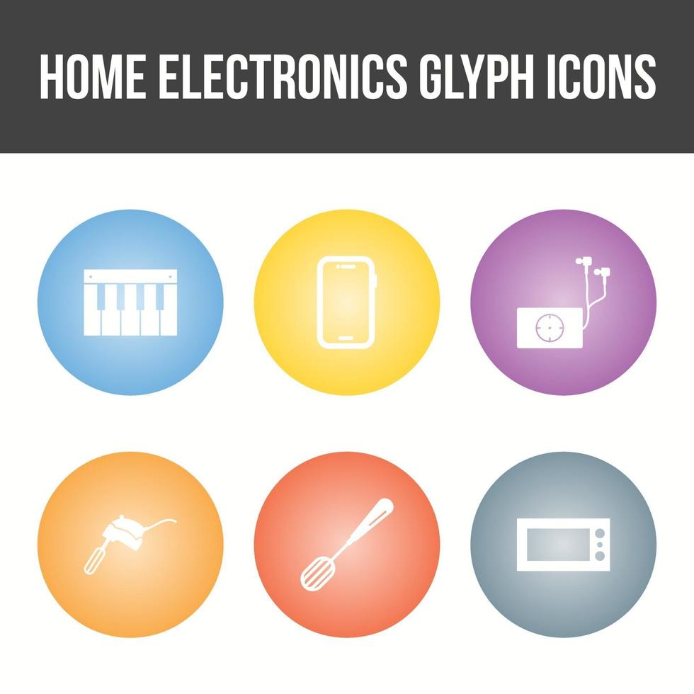 unieke huiselektronica glyph icon set vector