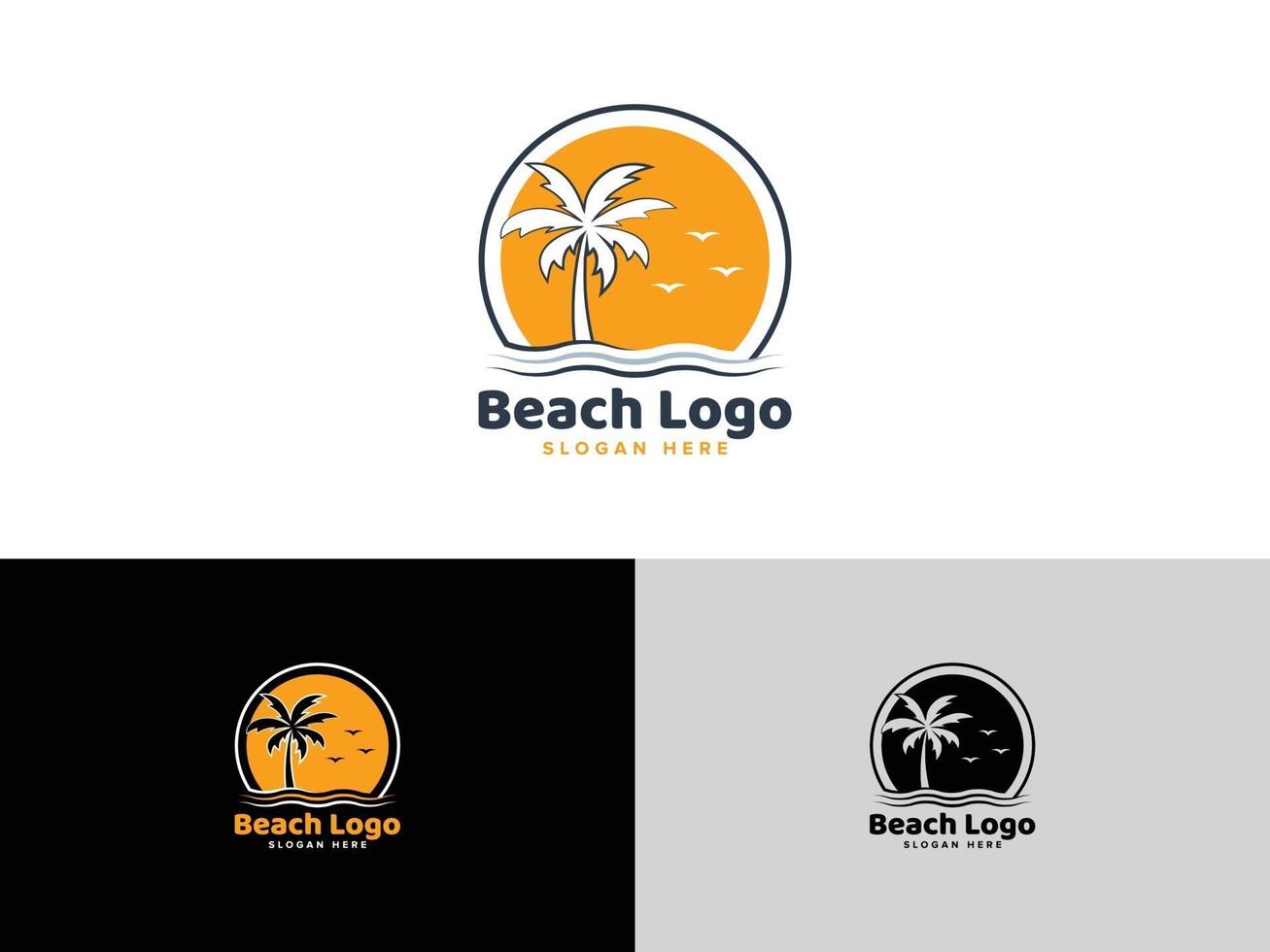 zon strand logo vector sjabloon