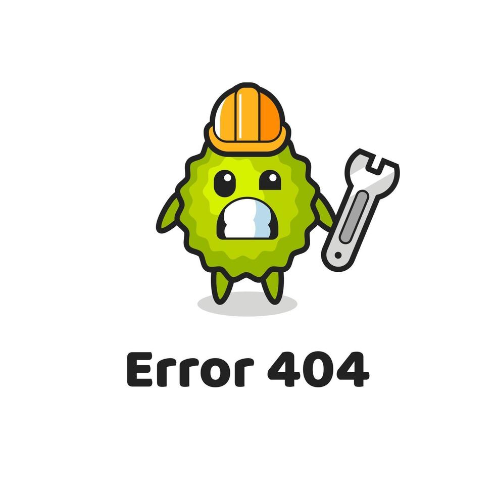 error 404 met de schattige durian-mascotte vector