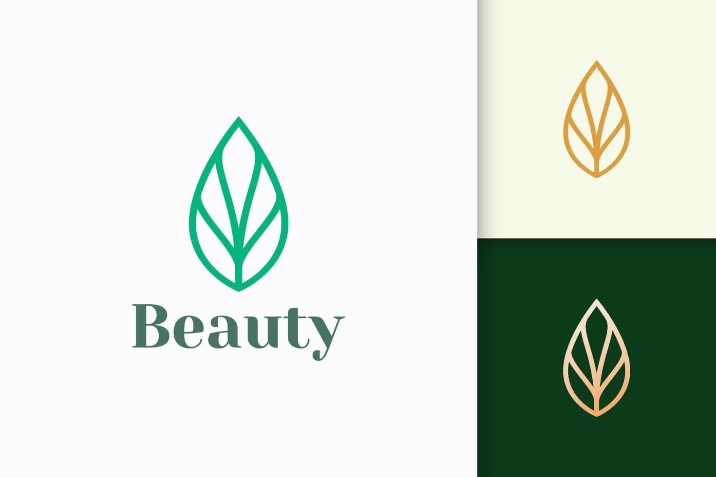 blad- of plantlogo in eenvoudige lijnvorm voor spa- of schoonheidszaken vector