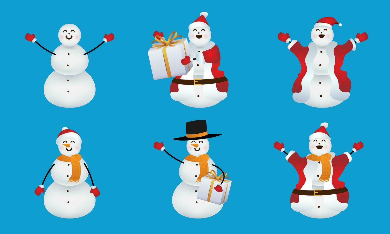 reeks van sneeuwmannen voor Kerstmis en nieuw jaar decoraties. ontwerp elementen voor groet kaarten vector