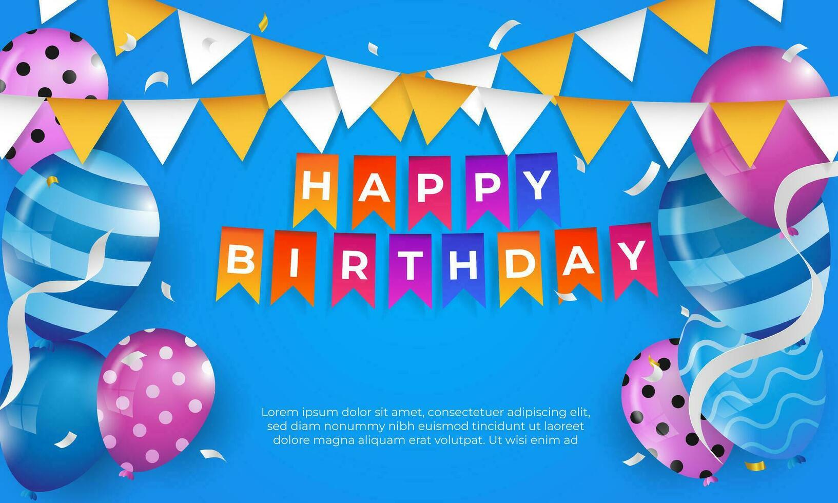 gelukkig verjaardag achtergrond. groet kaart en ontwerp sjabloon met ballon decoratie vector