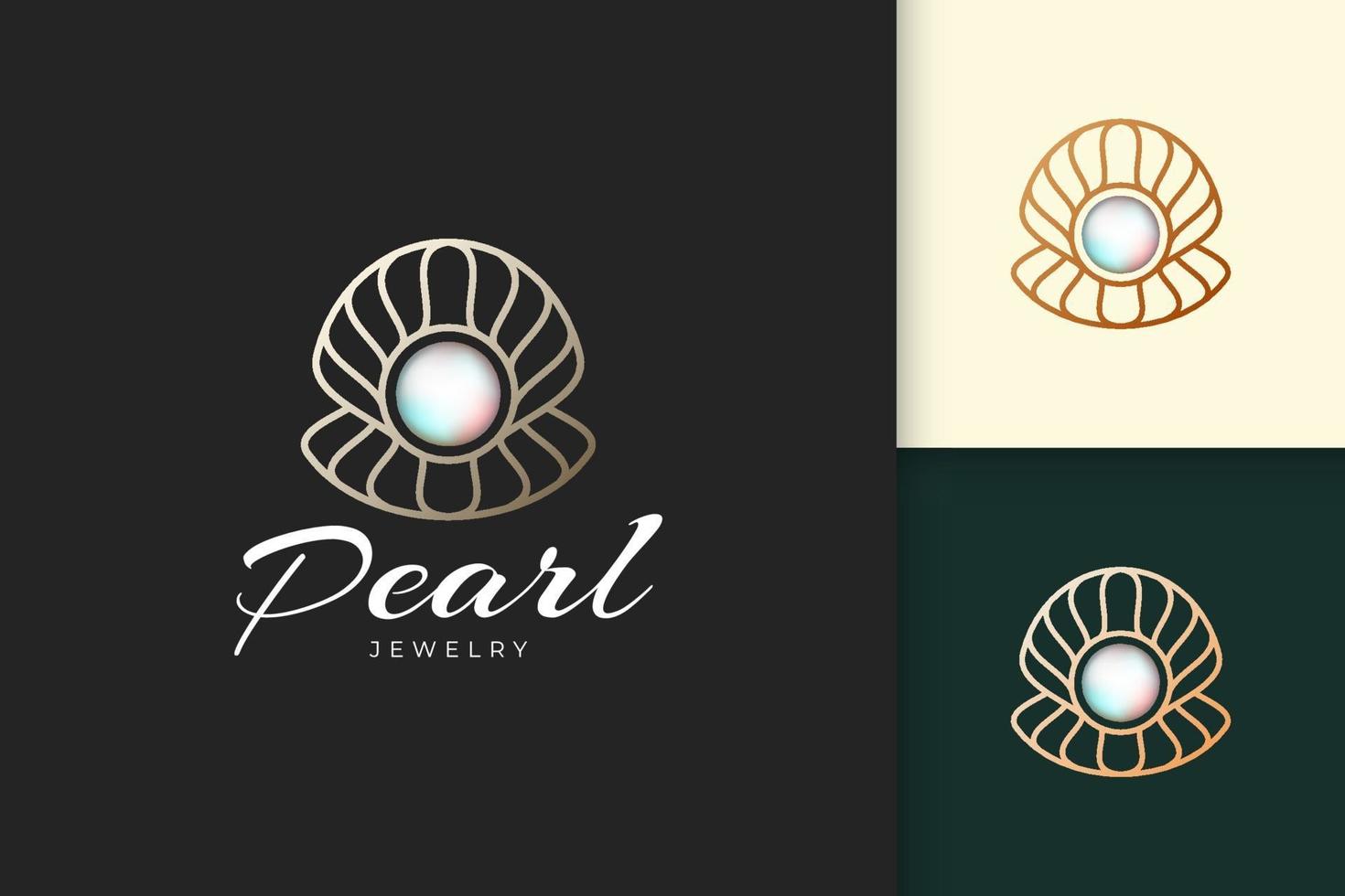parel- of sieradenlogo in luxe en elegante pasvorm voor schoonheid of cosmetica vector