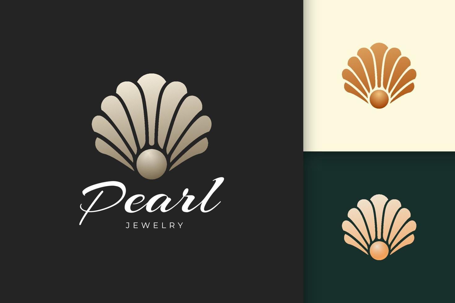 abstract parel- of sieradenlogo in luxe en shell voor cosmetica vector