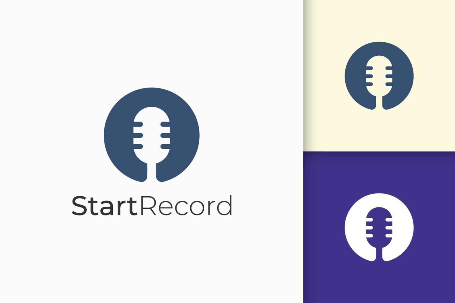 eenvoudig microfoonlogo staat voor record of audio voor podcast vector