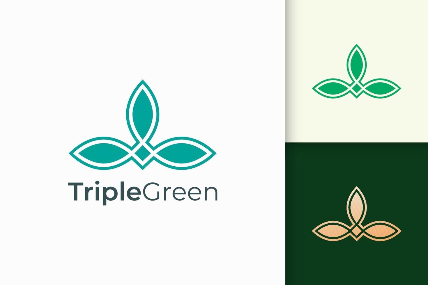 triple leaf-logo in vrouwelijke en luxe stijl voor gezondheid en schoonheid vector