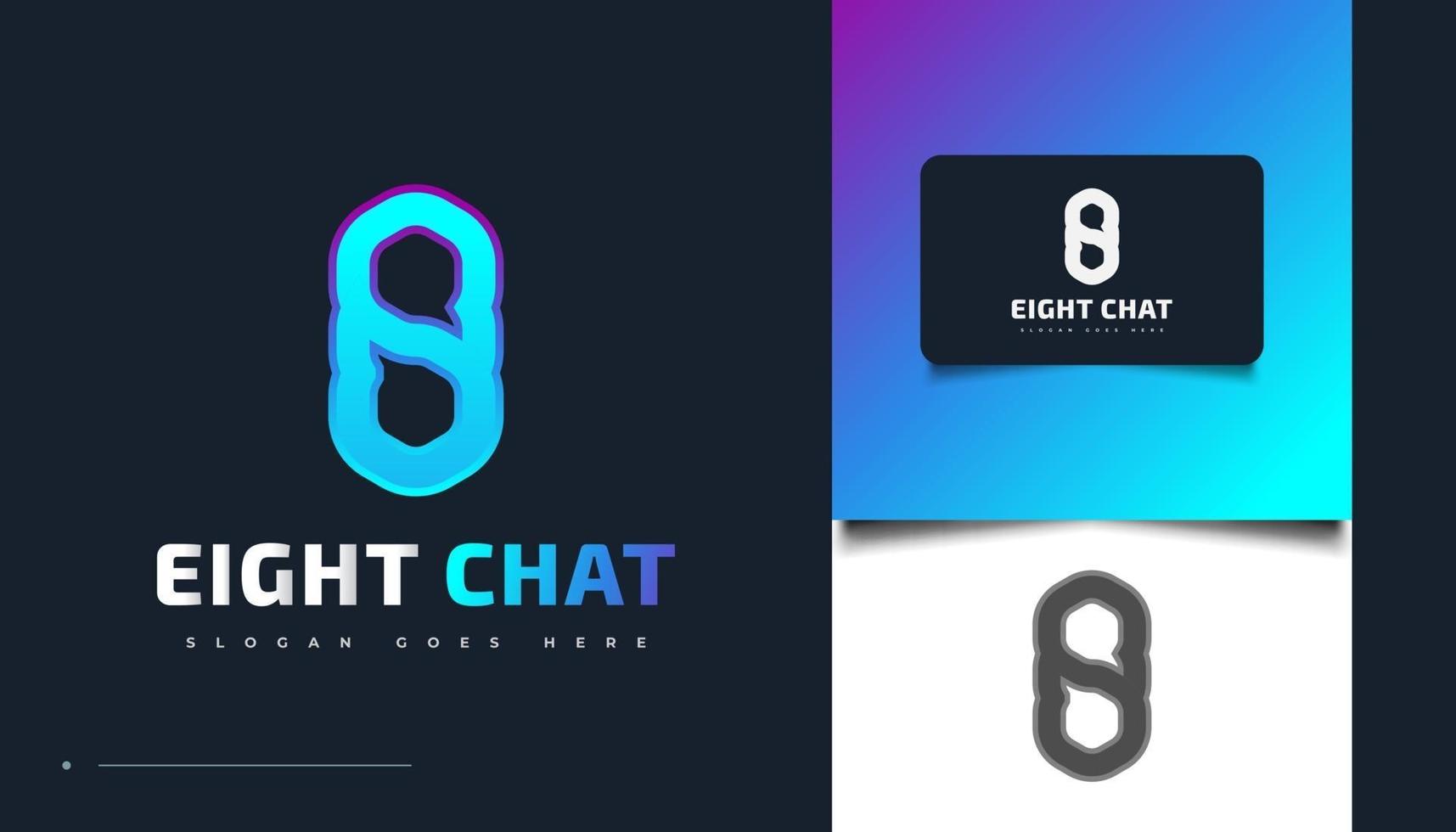 nummer acht logo-ontwerp met chat- of berichtsymbool vector
