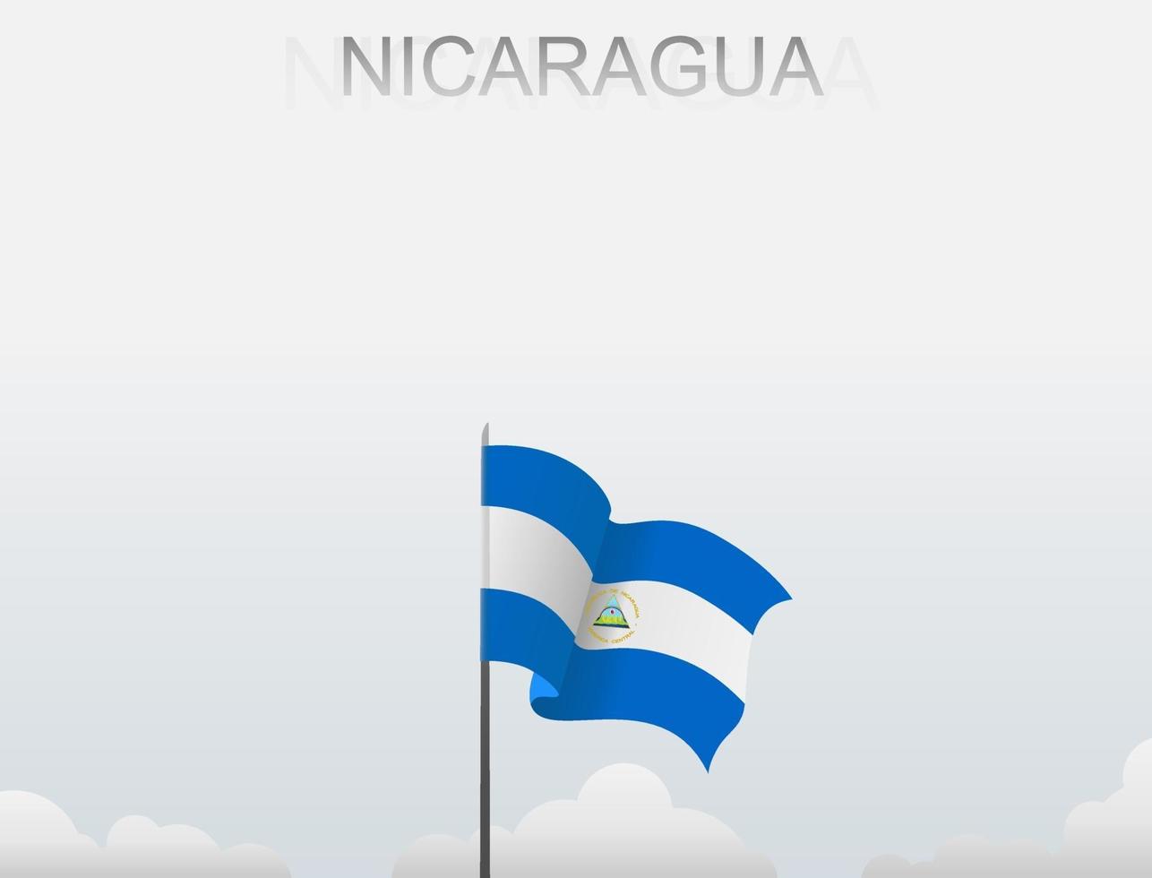 vlag van nicaragua die onder de witte hemel vliegt vector