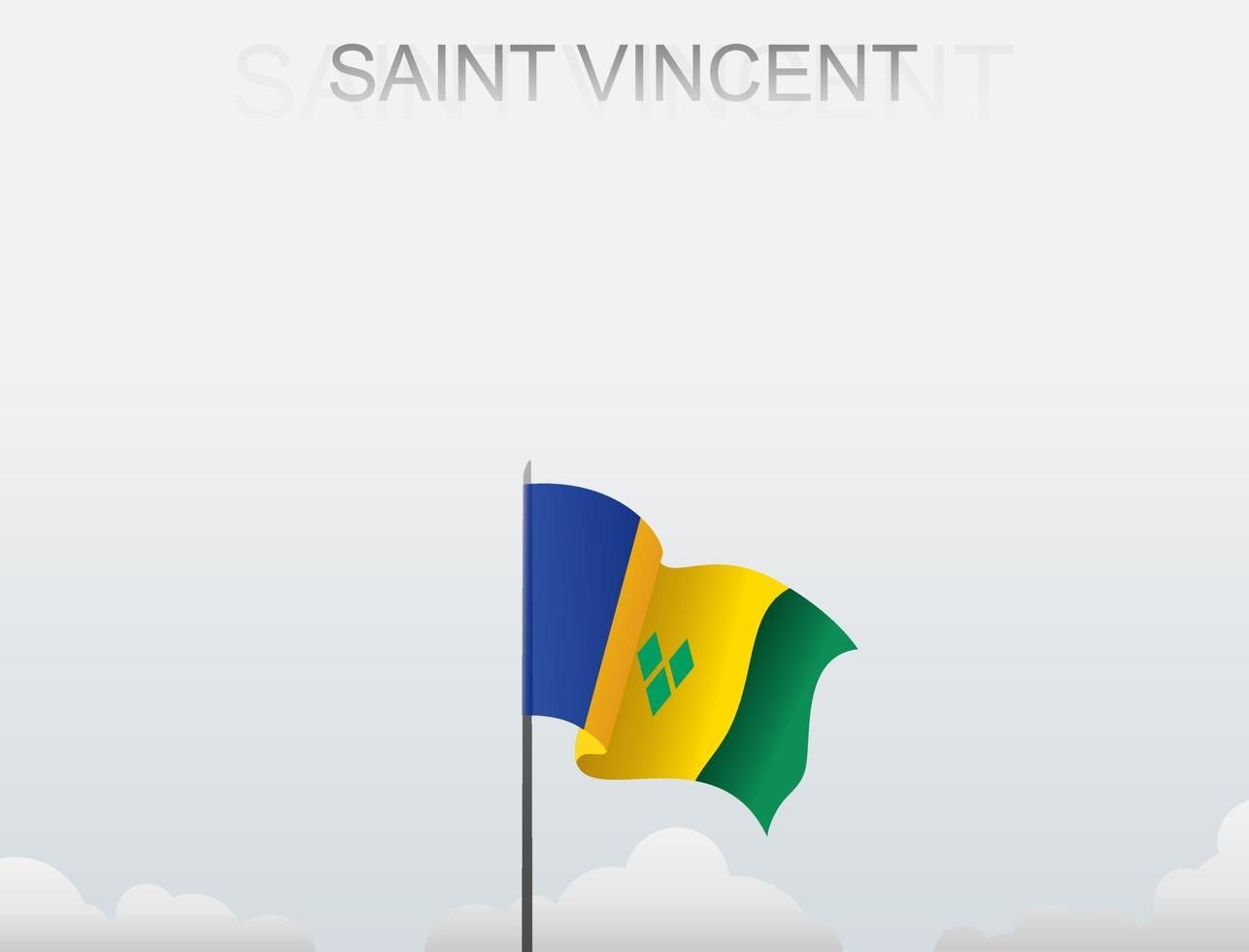 vlag van sint vincent en de grenadines die onder de witte lucht vliegen vector