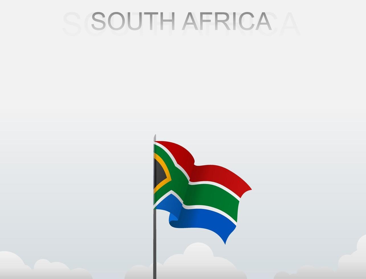 vlag van Zuid-Afrika die onder de witte hemel vliegt vector