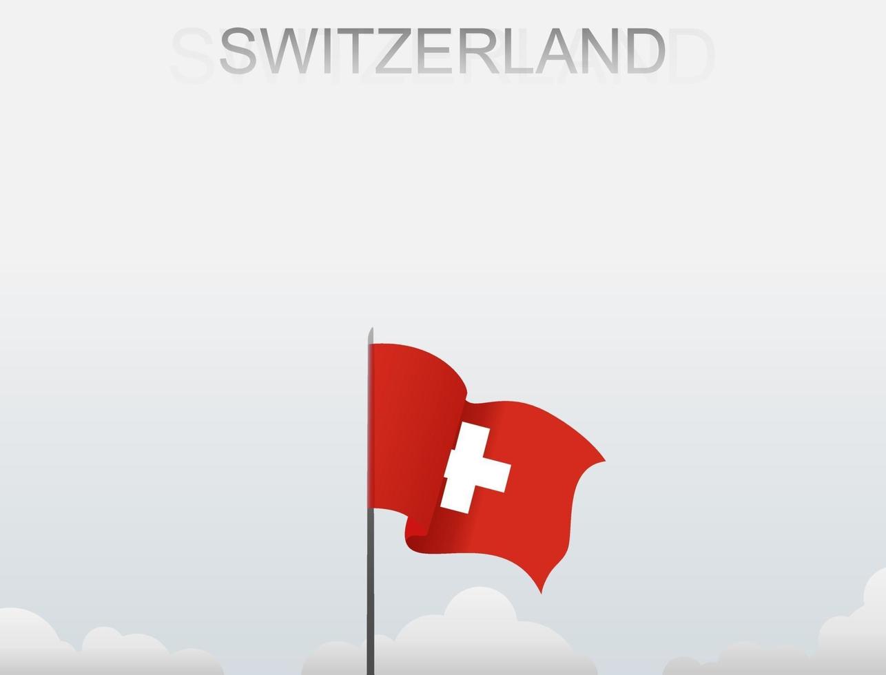 vlag van zwitserland die onder de witte hemel vliegt vector
