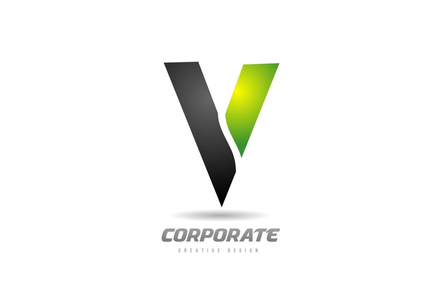 zwart groen logo letter v alfabet ontwerp icoon voor business vector