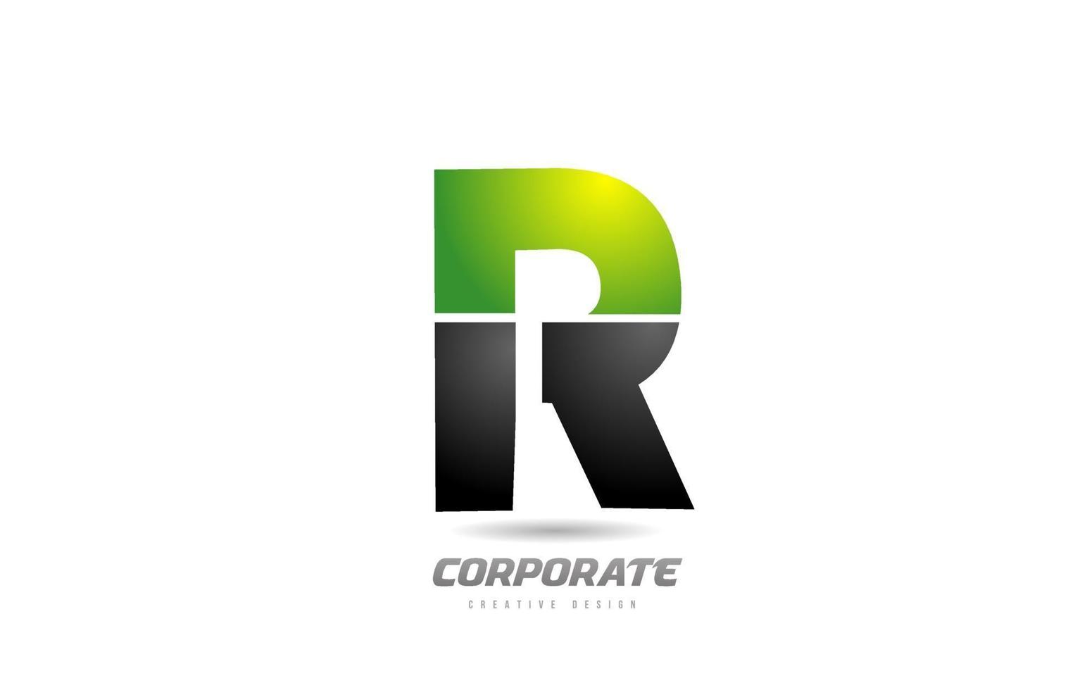 zwart groen logo letter r alfabet ontwerp icoon voor business vector