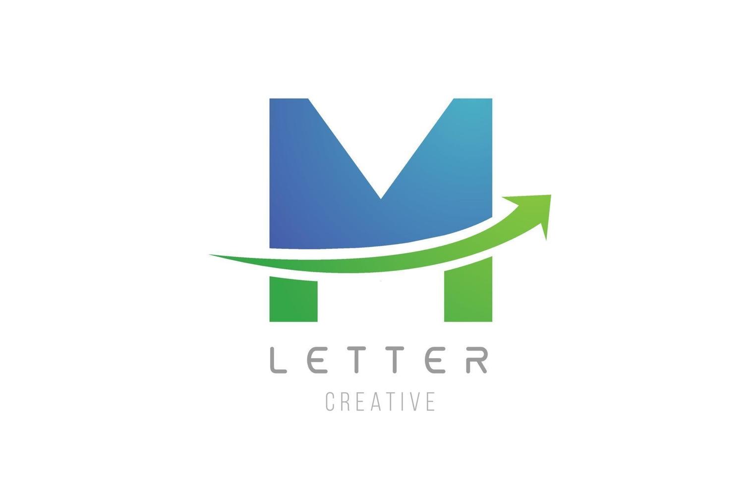 groen blauw swoosh pijl letter alfabet m voor bedrijf logo pictogram ontwerp vector