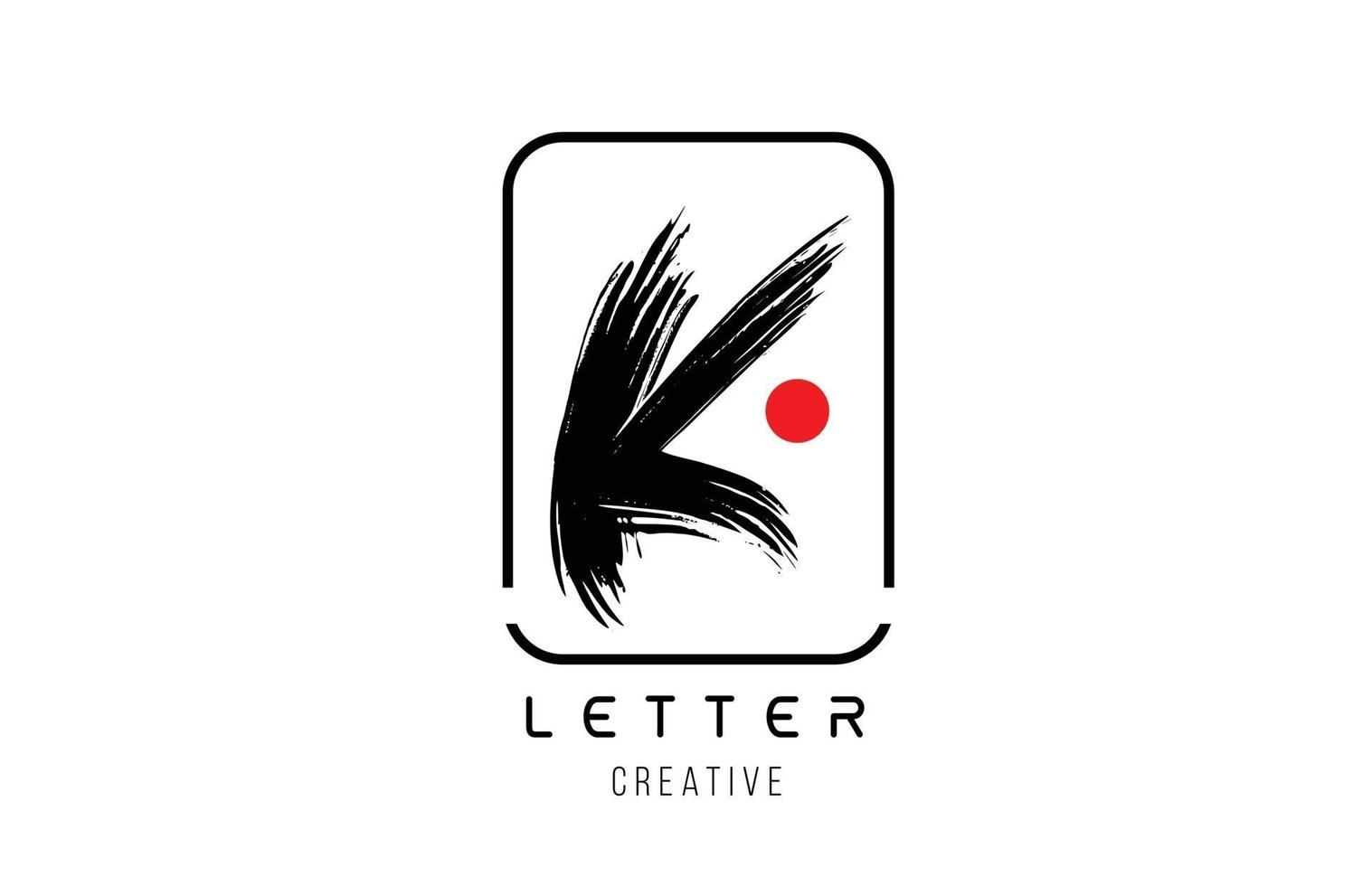 letter alfabet k grunge grungy borstel ontwerp voor logo bedrijf icon vector