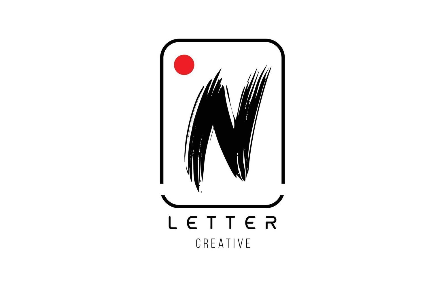 letter alfabet n grunge grungy borstel ontwerp voor logo bedrijf icon vector