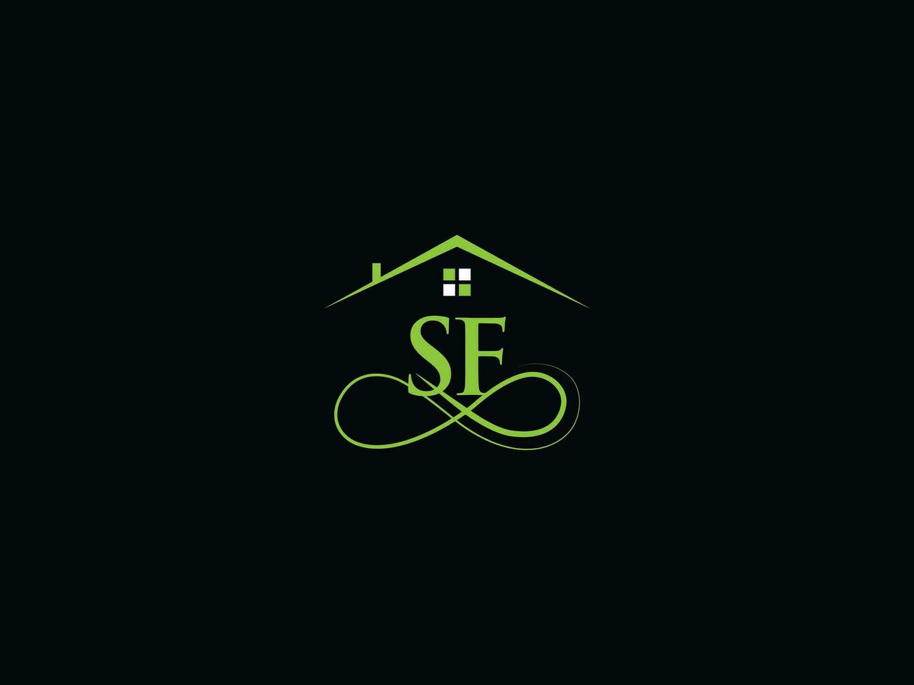 echt landgoed sf luxe logo, minimalistische gebouw sf logo icoon voor huis vector