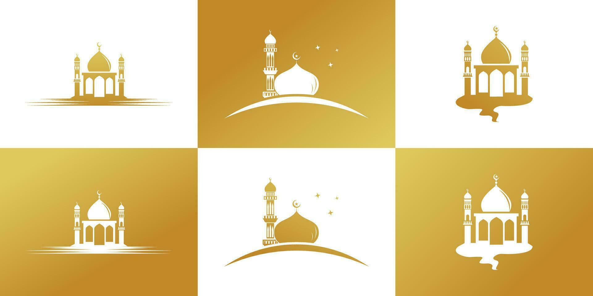 moskee logo ontwerp met Islamitisch creatief concept premie vector