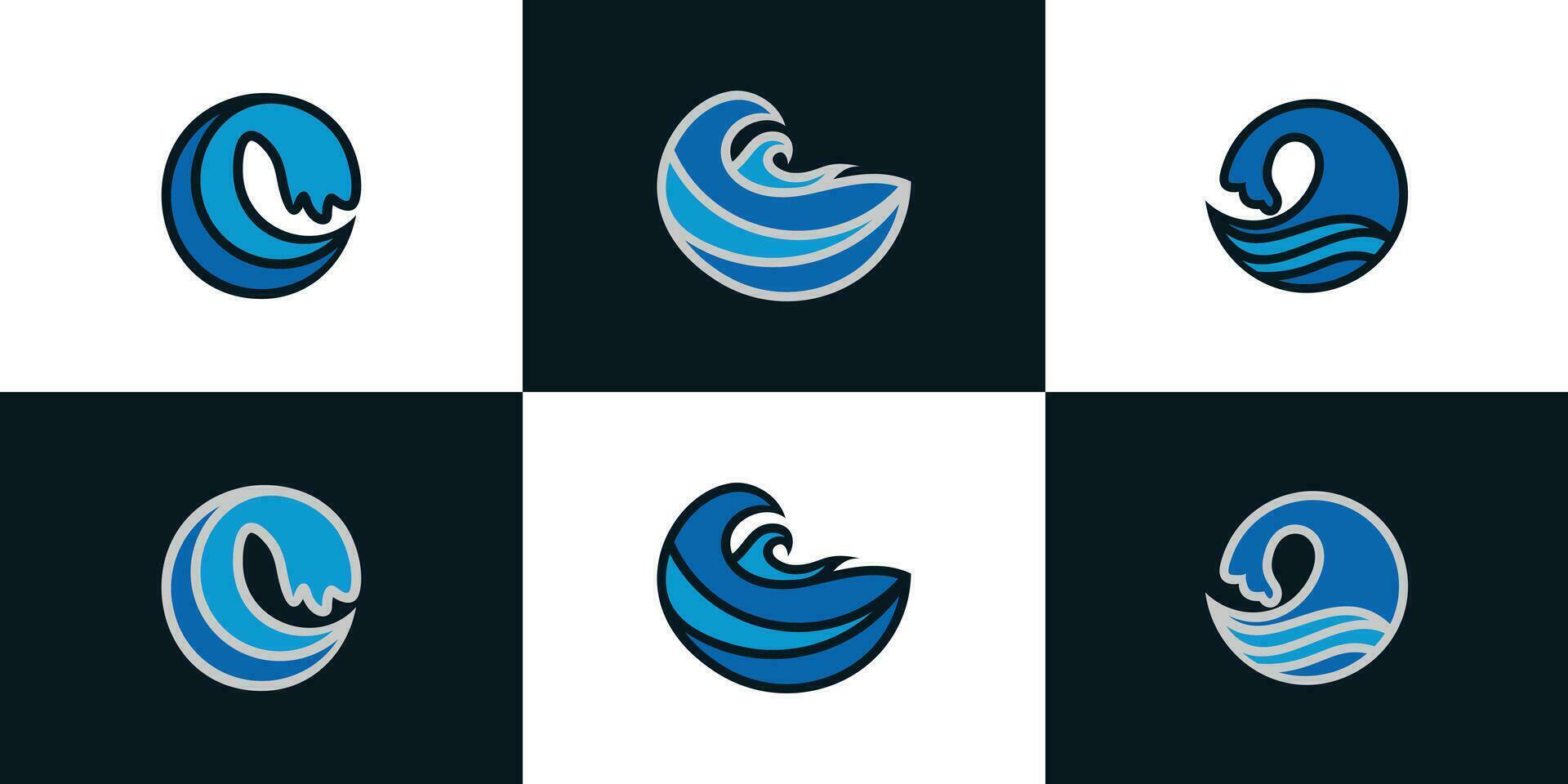oceaan logo ontwerp met water creatief concept premie vector