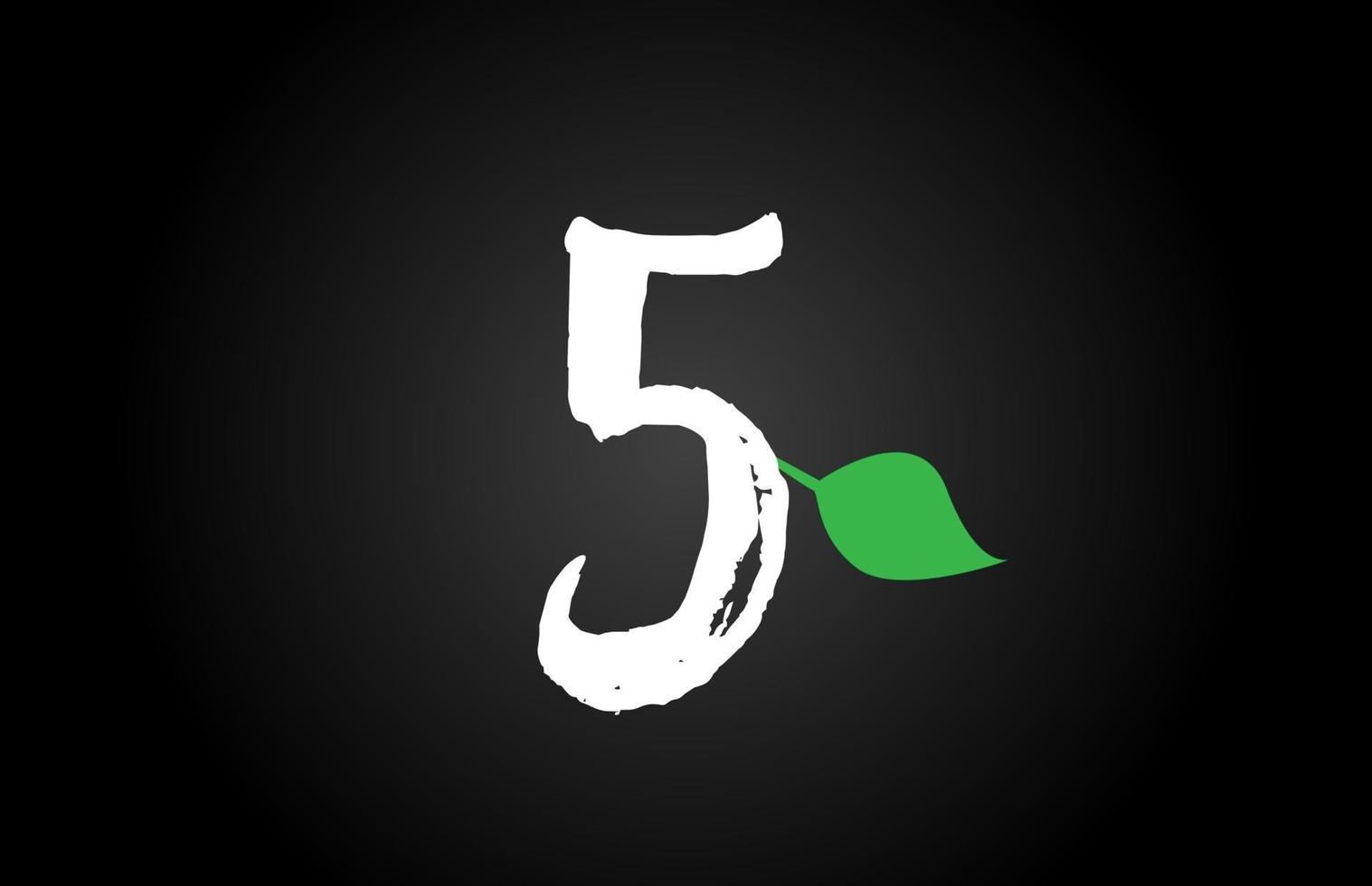 grunge nummer groen blad logo pictogram ontwerp voor bedrijfsactiviteiten vector