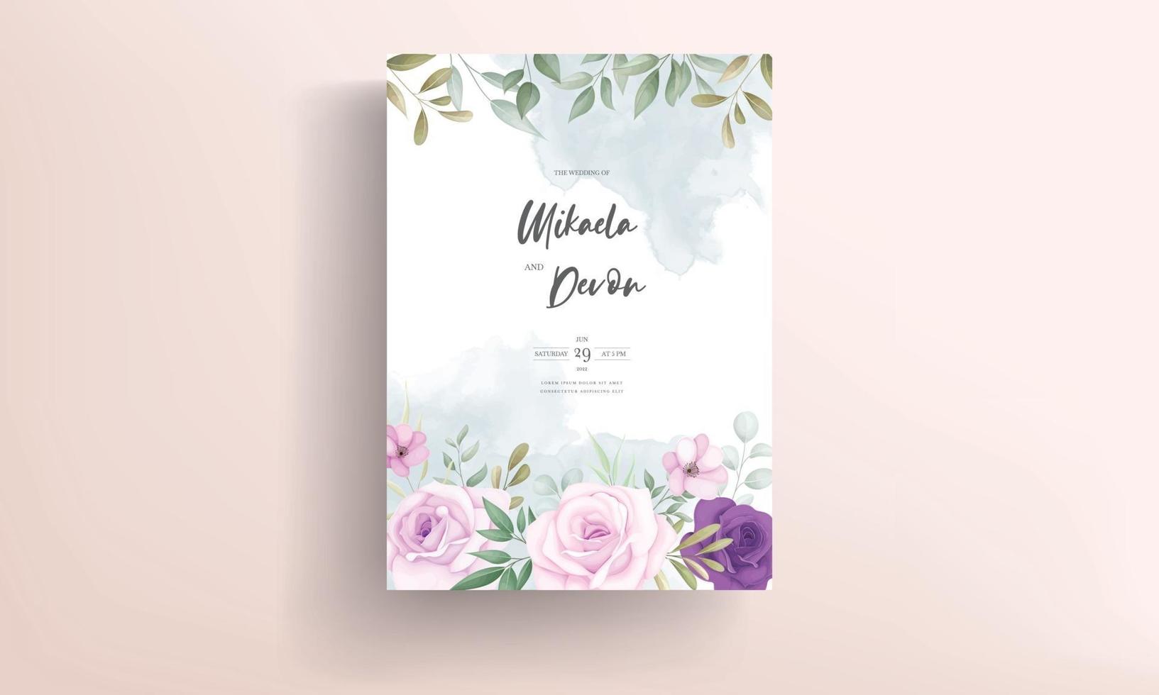 prachtige ontwerpen voor huwelijksuitnodigingen met prachtige bloemornamenten vector
