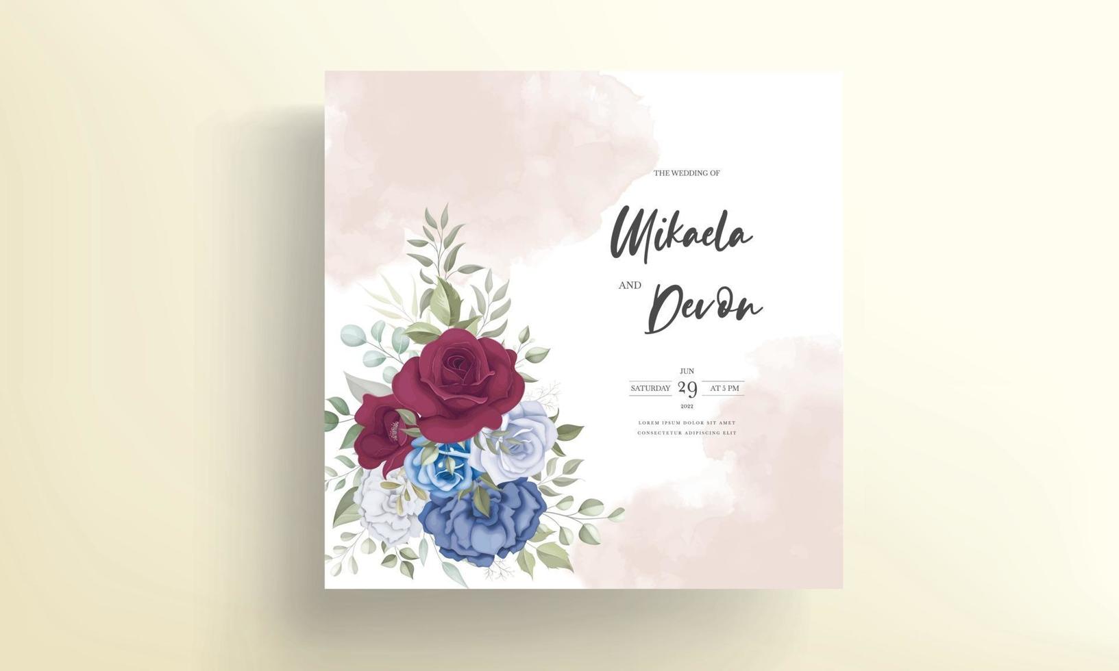 elegante huwelijksuitnodigingskaart met rozenornamenten vector