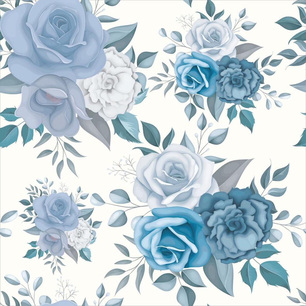mooi blauw bloemen naadloos patroon vector
