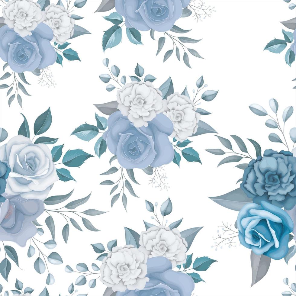 mooi blauw bloemen naadloos patroon vector