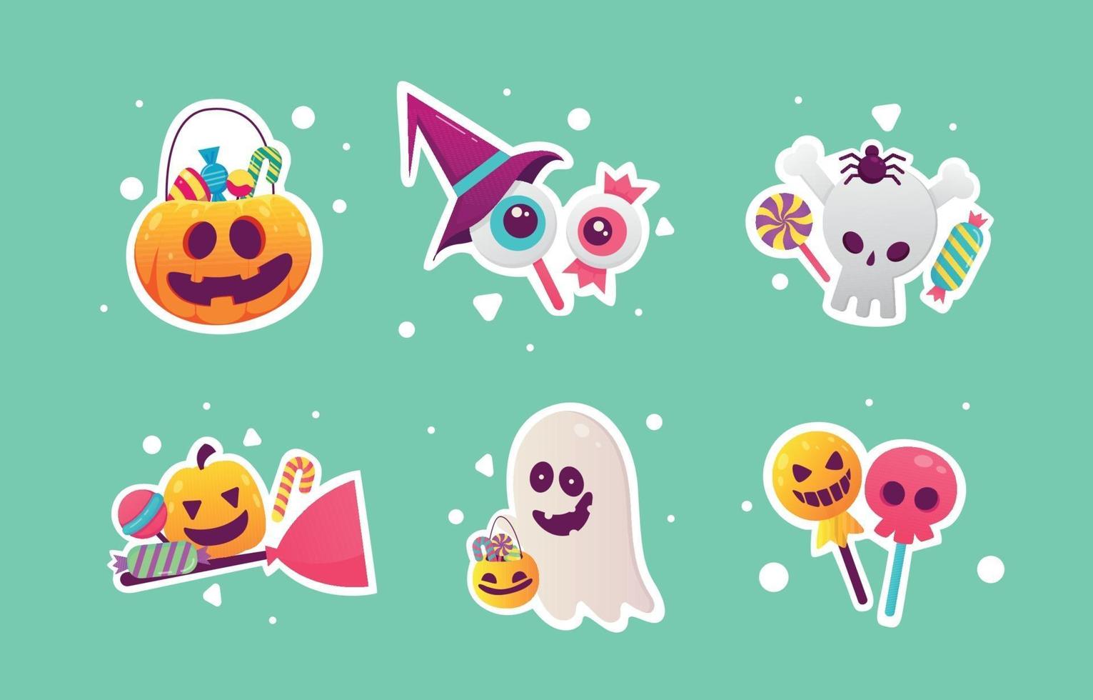 Halloween-dag trick or treat-stickers vector