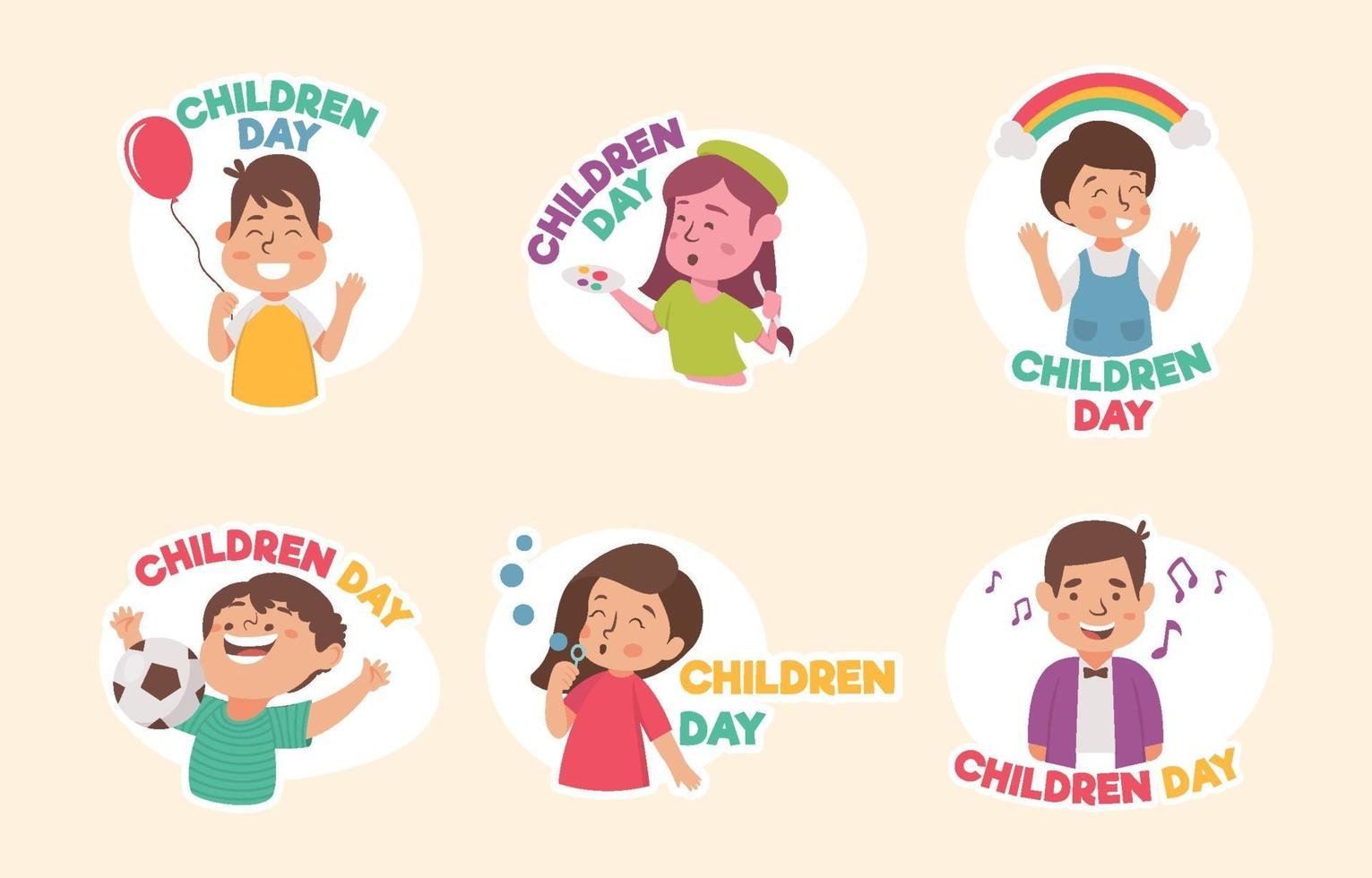 stickerset voor kinderdag vector