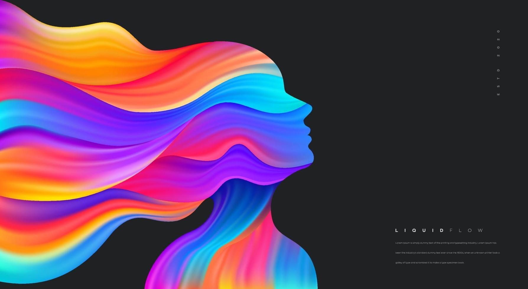 vrouwengezicht met kleurrijke golflijnen dynamisch 3d portret vector
