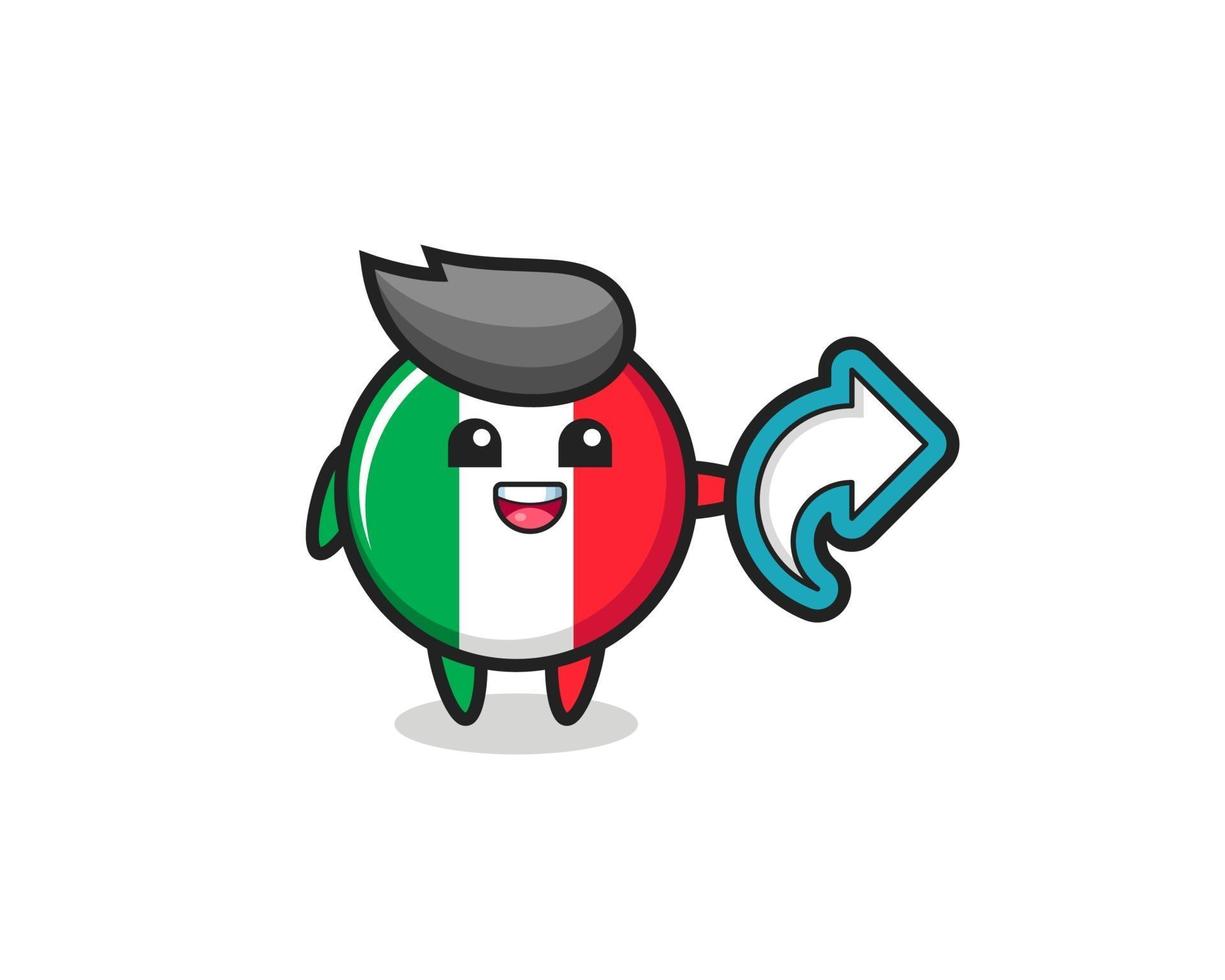 leuke vlag van italië houdt symbool voor delen van sociale media vector