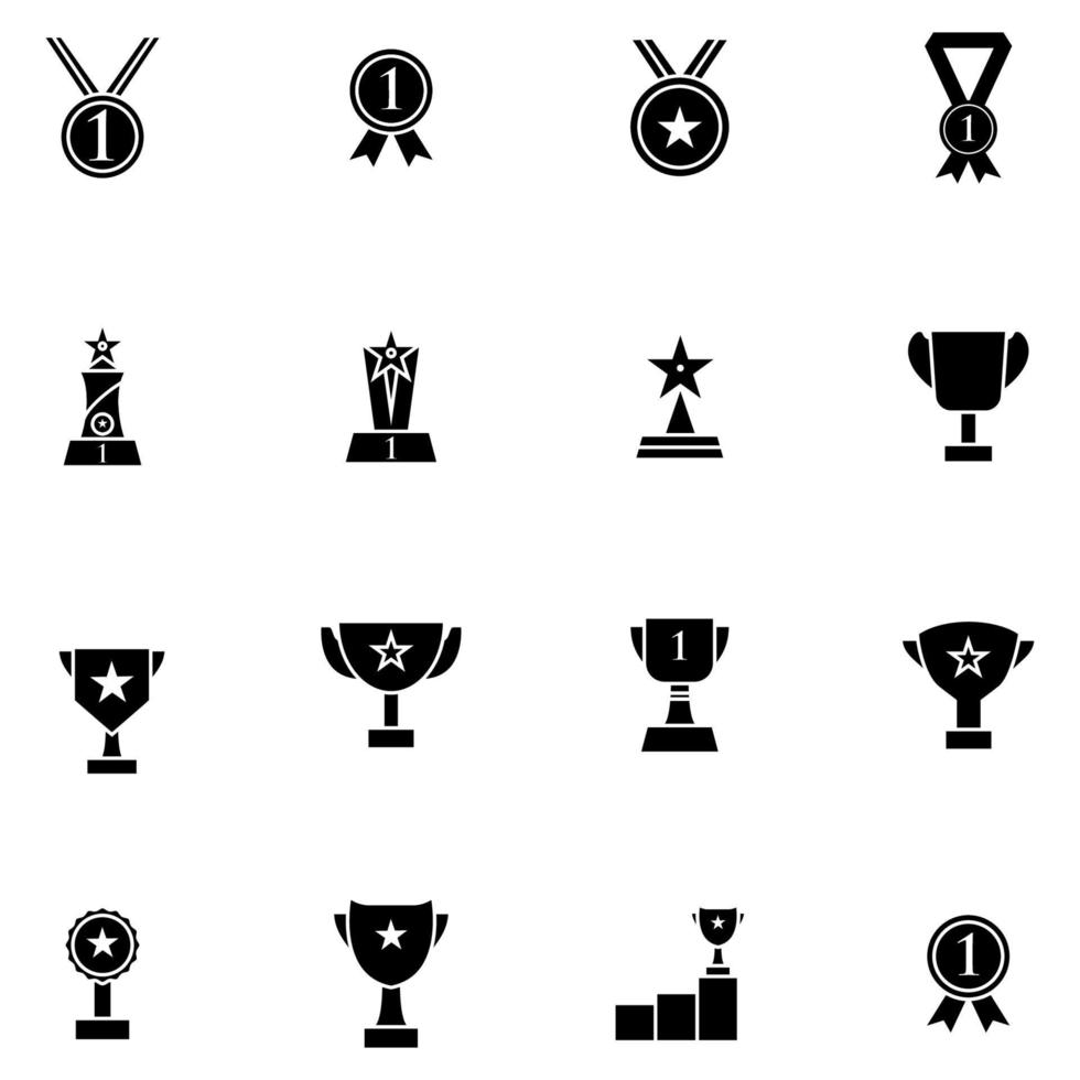 prijs, beloning, trofee, icon set vector