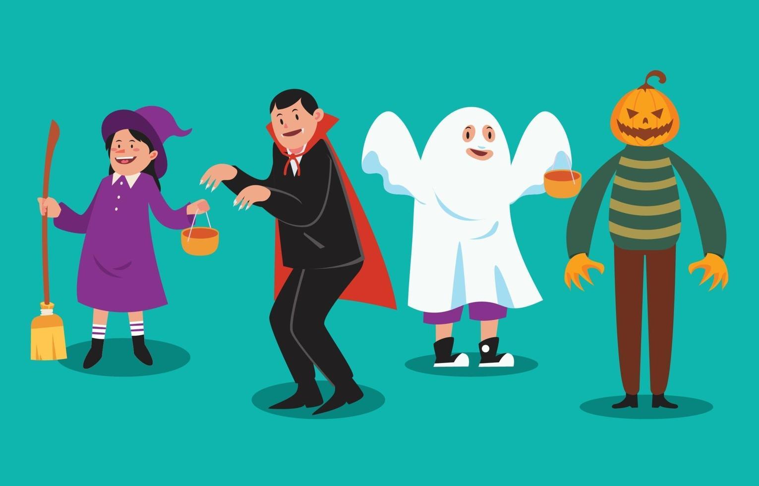 set stripfiguren voor halloween vector