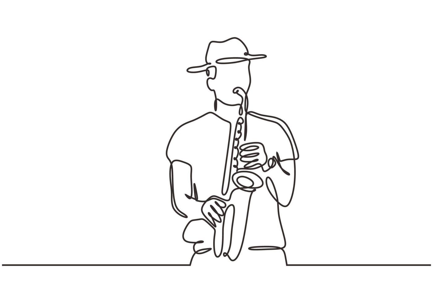 jazzspeler een lijntekening van saxofonist vector