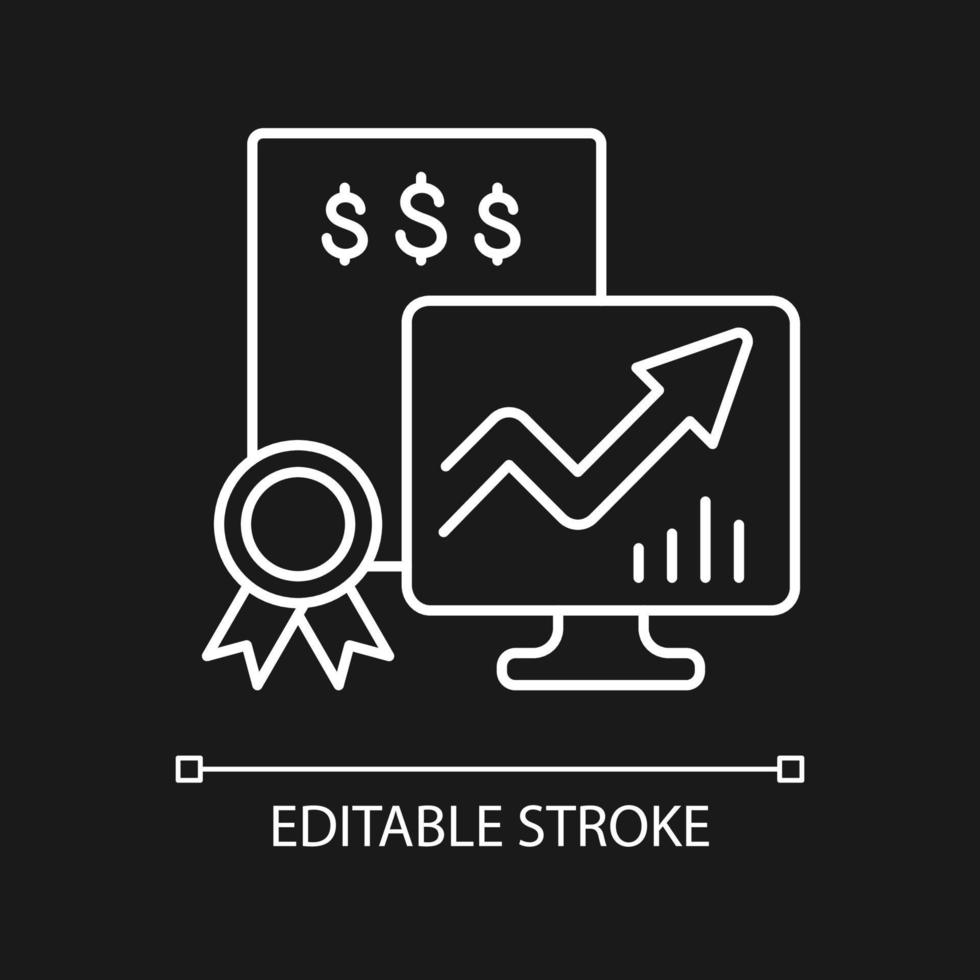 verhandelbare effecten wit lineair pictogram voor donker thema vector