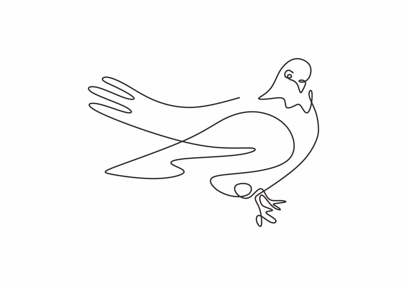 continue één lijntekening. duif dier vogel logo. vector