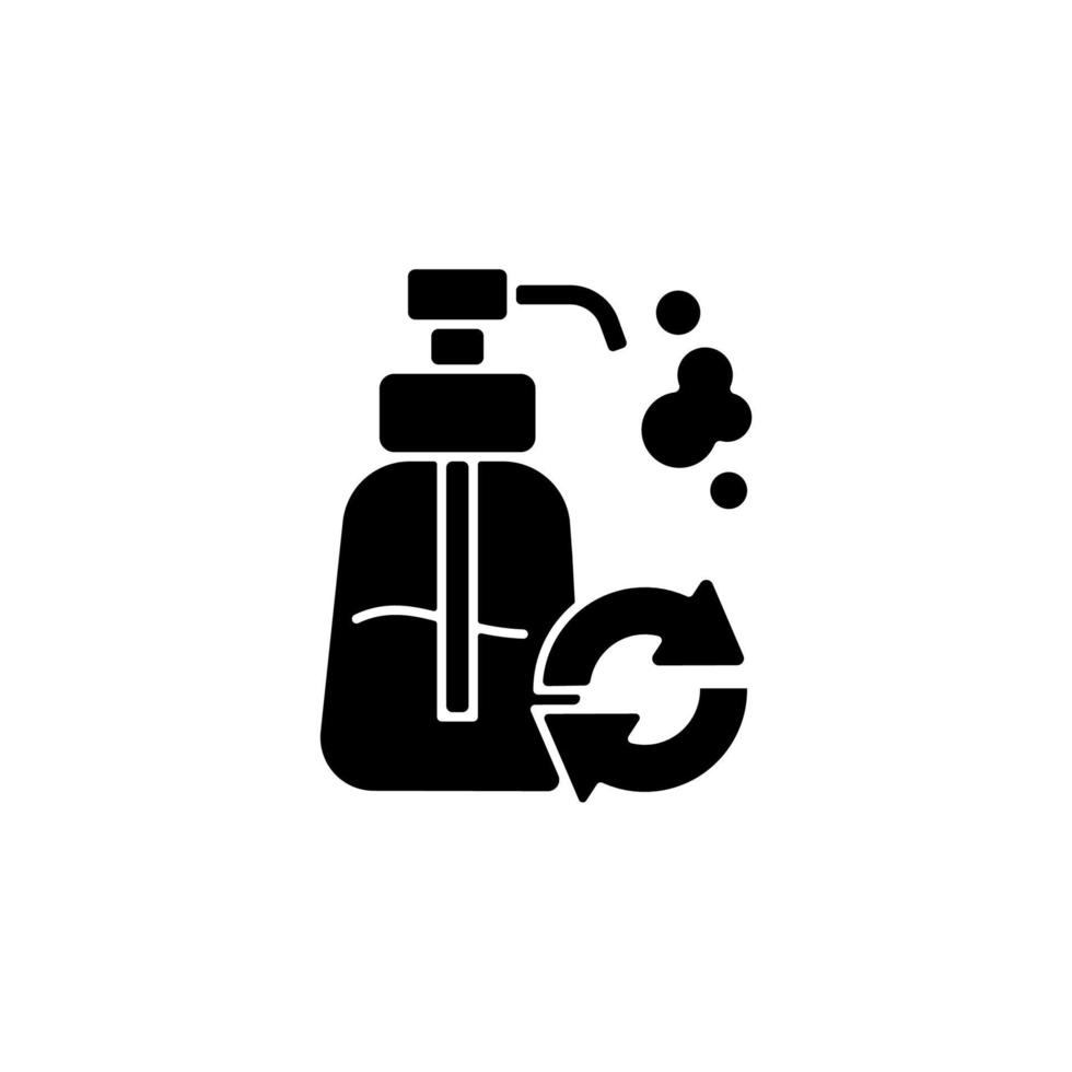 hervulbare zeepdispenser zwarte glyph icon vector