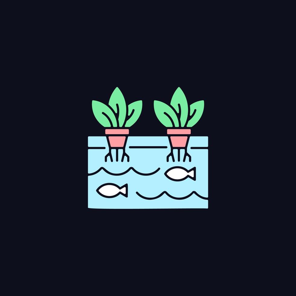 aquaponics rgb-kleurenpictogram voor donker thema vector