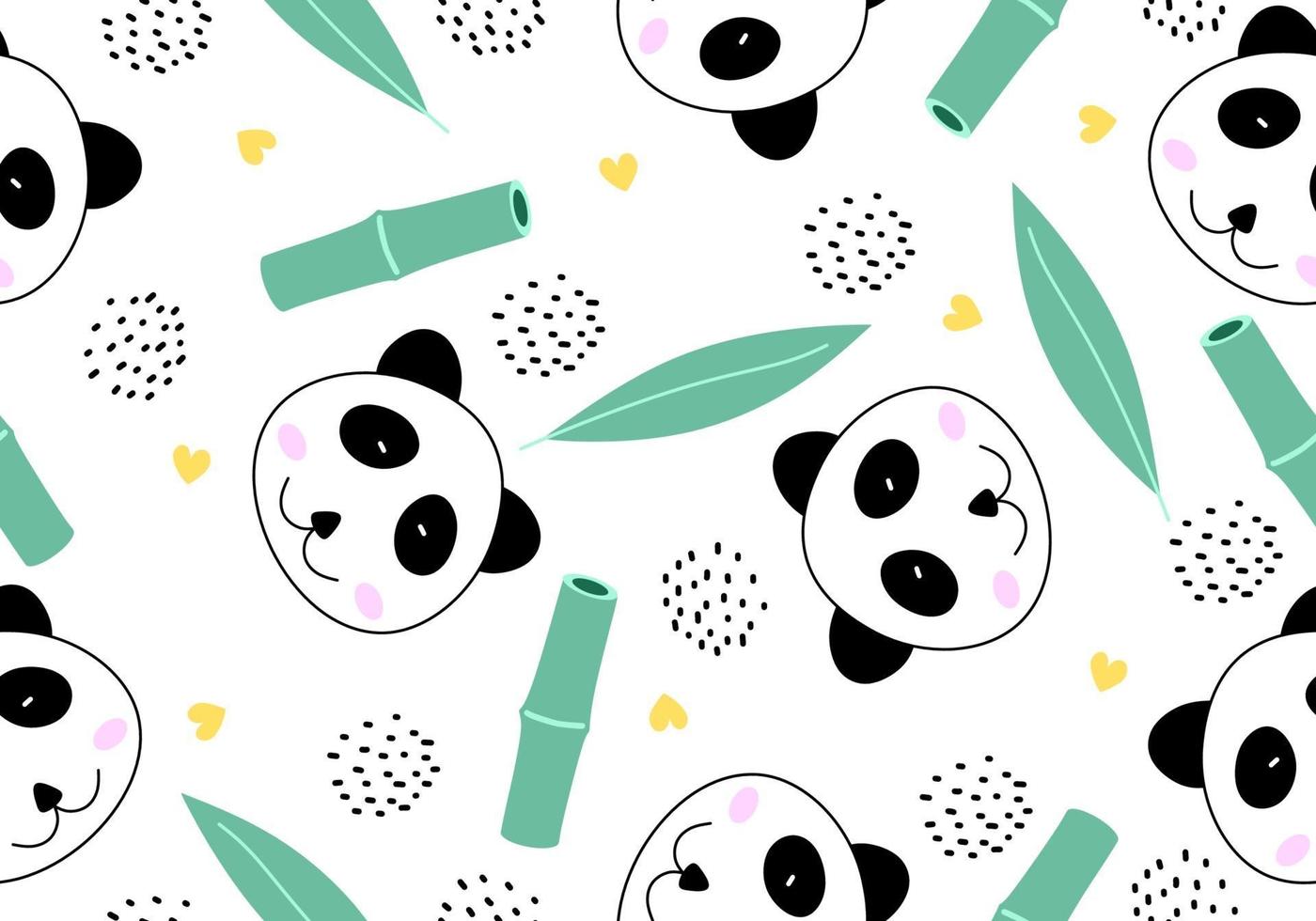 grappige dierlijke naadloze patroon met schattige panda cartoon stijl. vector