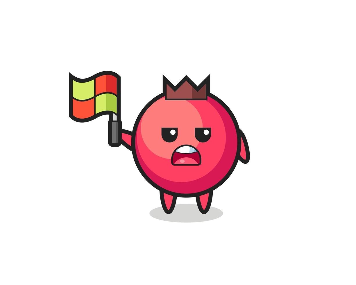 cranberry-personage als lijnrechter die de vlag opsteekt vector