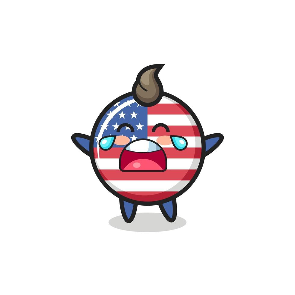 de illustratie van de huilende vlag van de Verenigde Staten, schattige baby vector