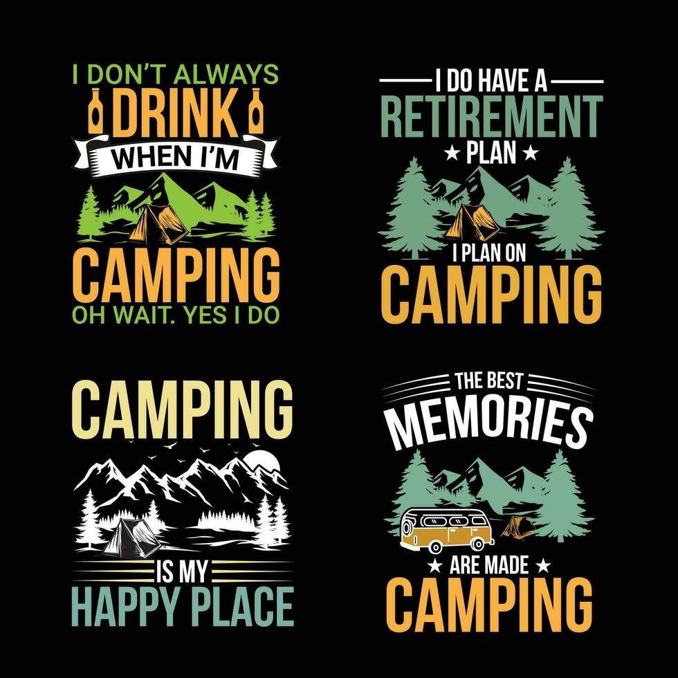 camping t overhemd ontwerp bundel vector