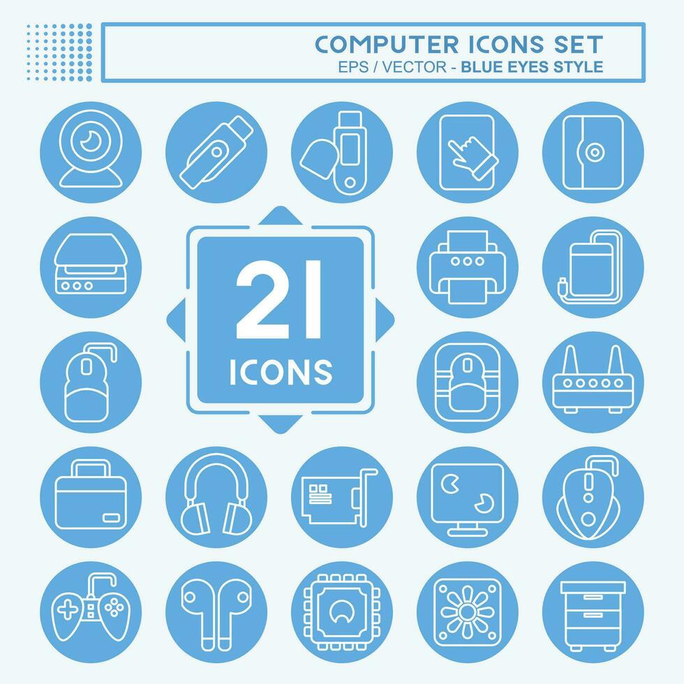 icoon reeks computer. verwant naar computer hardware symbool. blauw ogen stijl. gemakkelijk ontwerp bewerkbaar. gemakkelijk illustratie vector