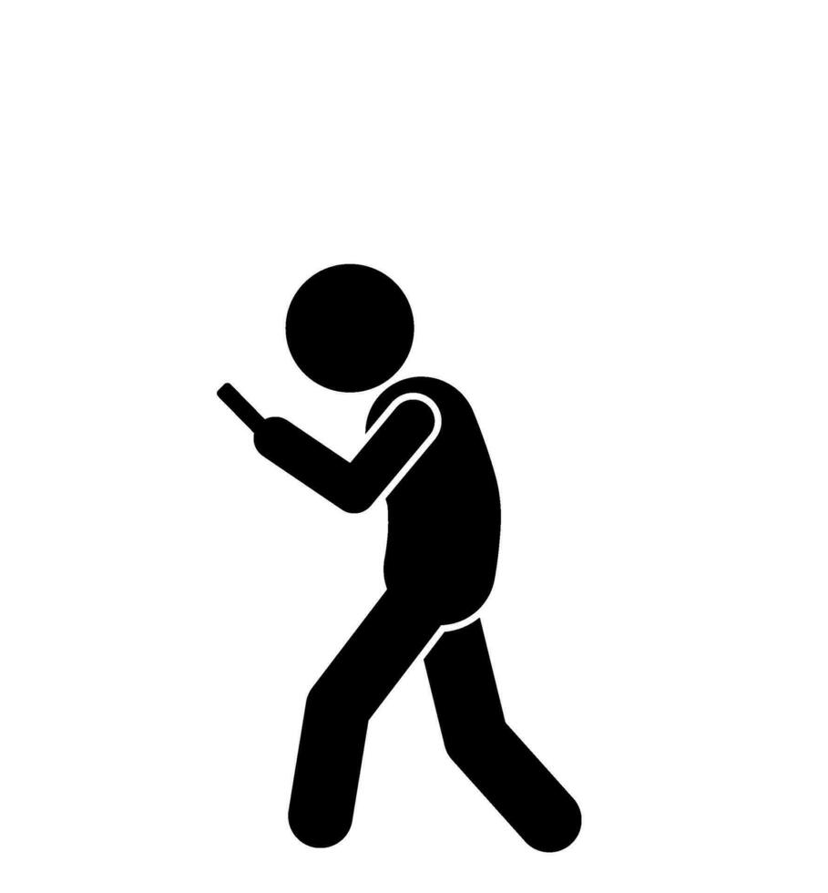 pictogram Mens gebruik makend van smartphone icoon over- wit achtergrond, silhouet stijl, vector illustratie