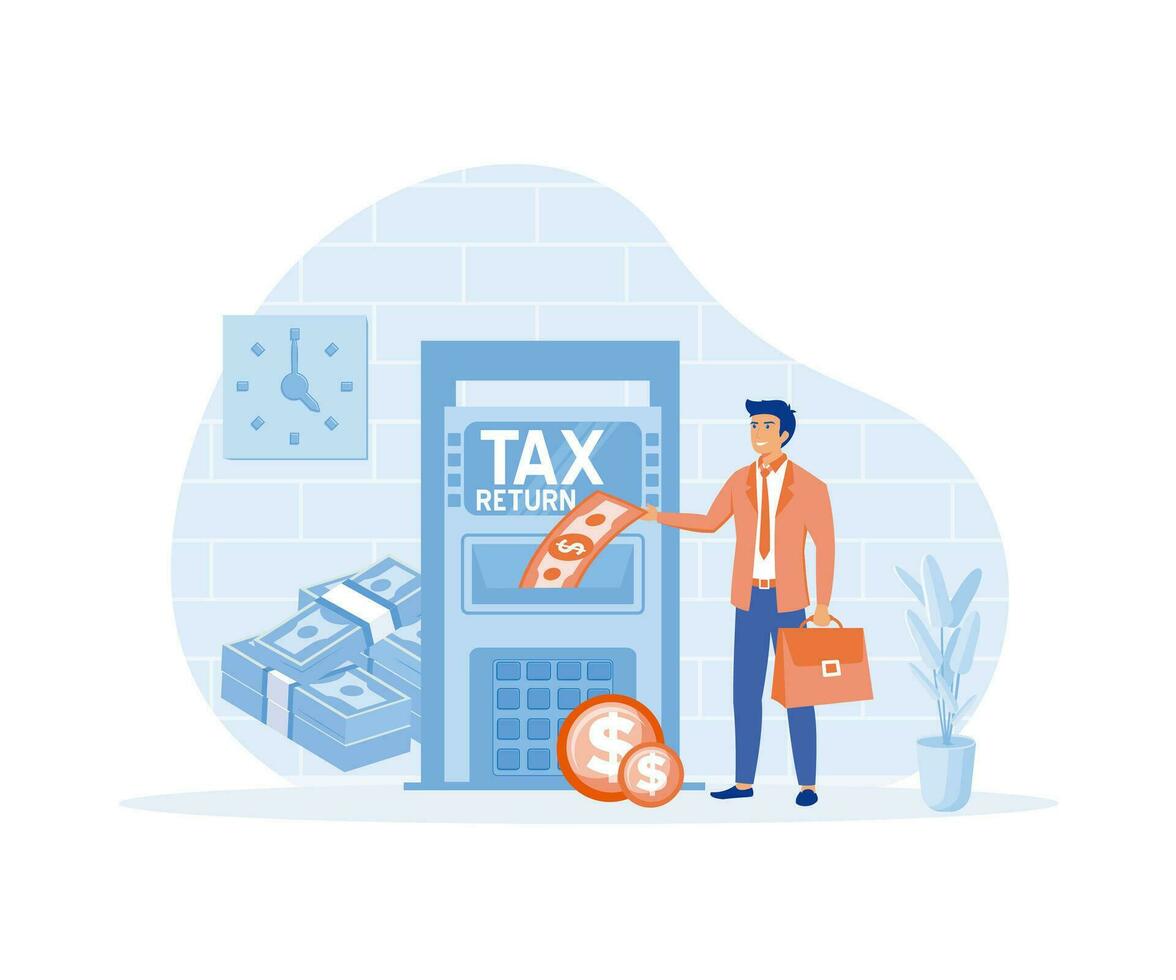 belasting terugkeer concept, idee van accounting en betaling. financieel rekening, financieel wetgeving nakoming toezicht houden. vlak vector modern illustratie