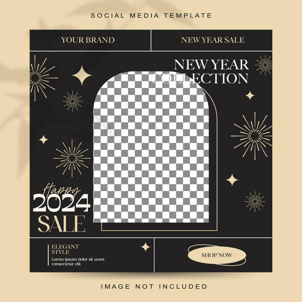 nieuw jaar concept sociaal media post sjabloon vector