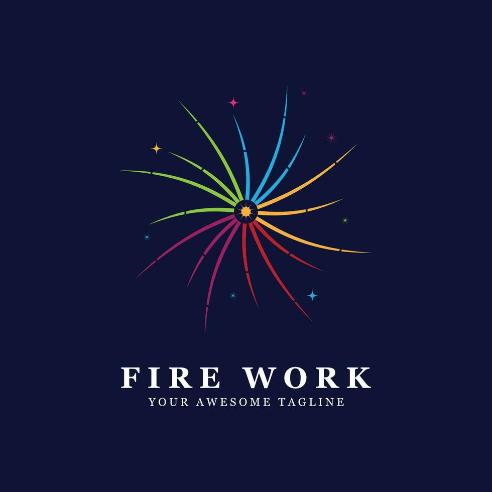 vuurwerk logo vector icoon illustratie ontwerp