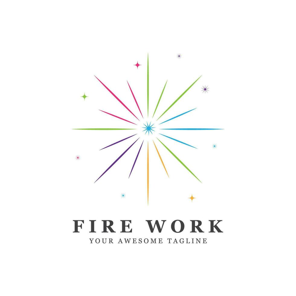 vuurwerk logo vector icoon illustratie ontwerp