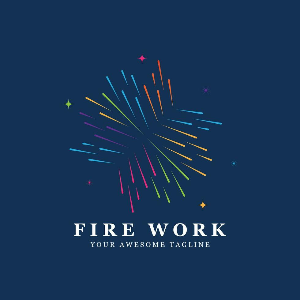 vuurwerk logo vector icoon illustratie ontwerp